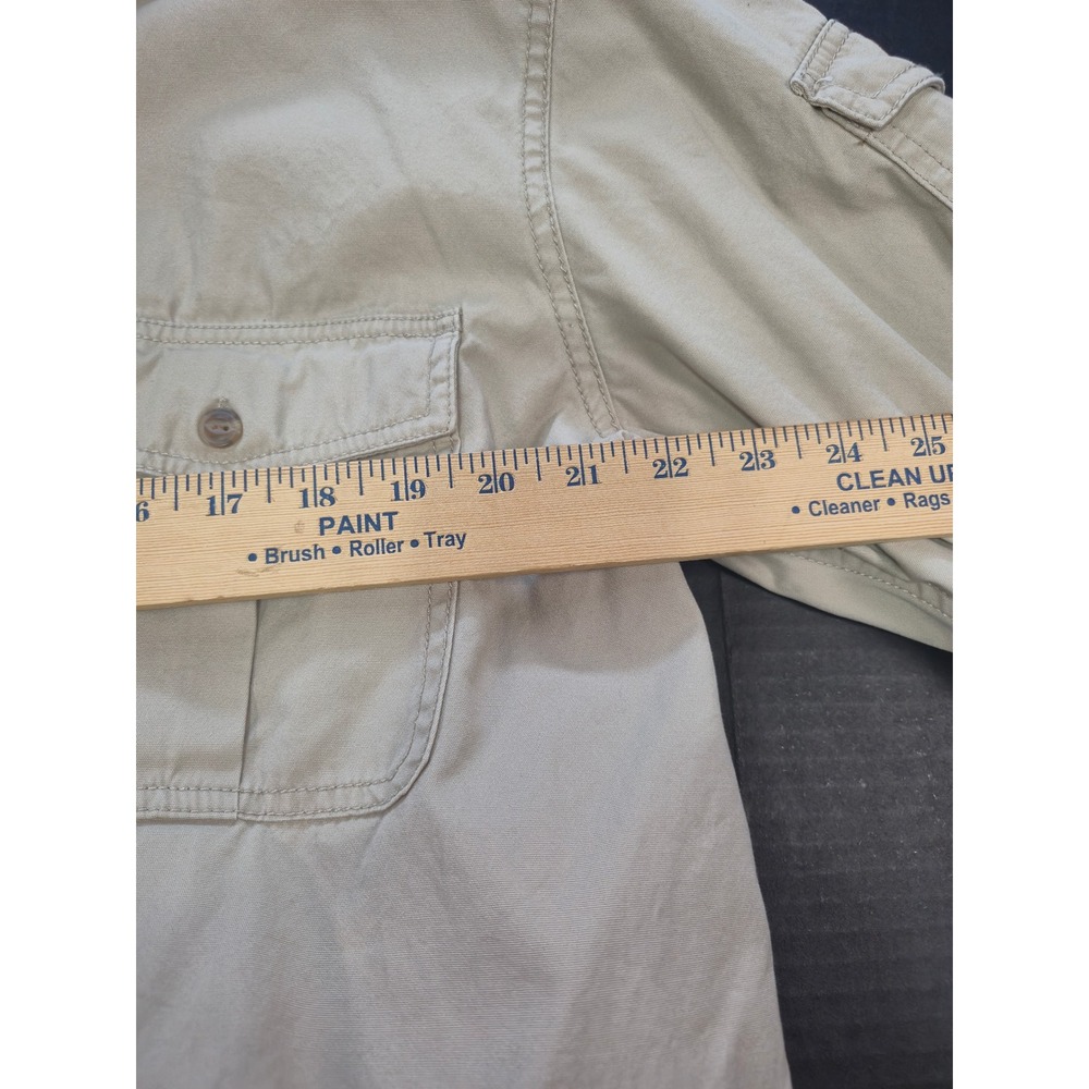 Orvis Bush Shirt Mens Large Khaki Tan Cotton Safari Long Sleeve Button Up Cargo - Picture 7 of 12